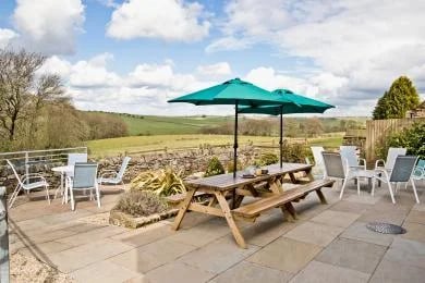 The level patio at Morridge View, reached by ramp