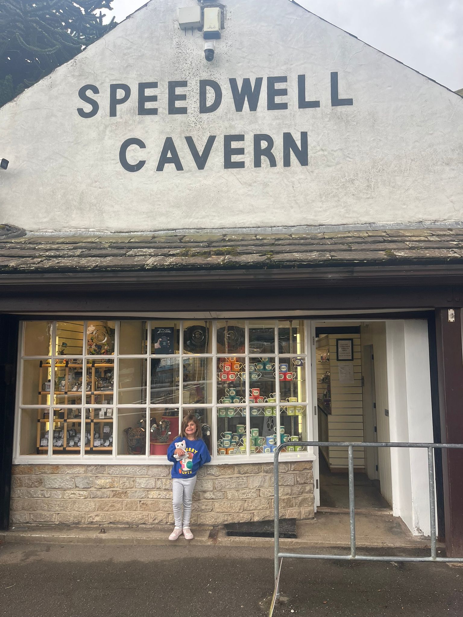 Alice outside Speedwell Cavern in Castleton